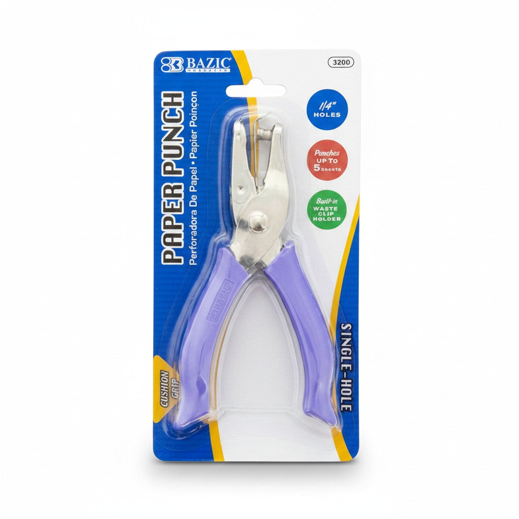 Premium Single Hole Paper Punch w/ Cushion Grip