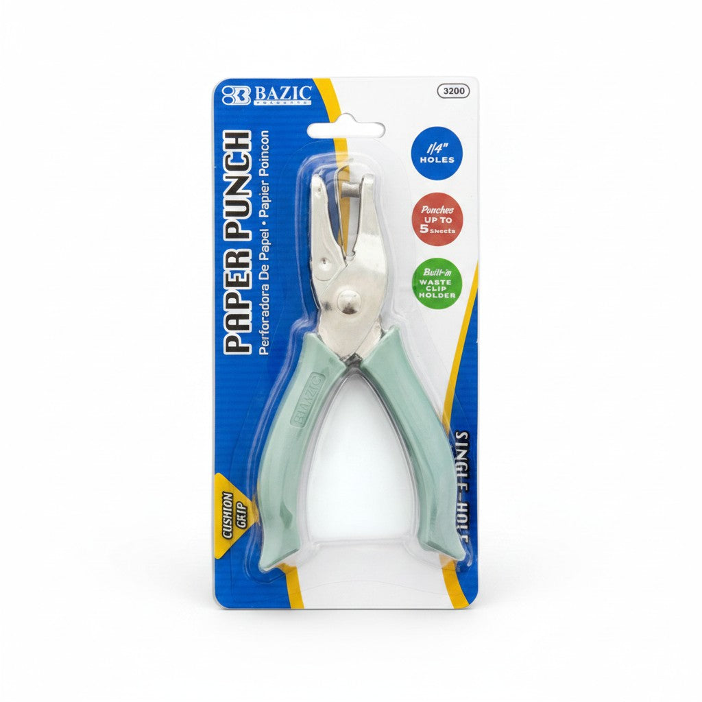 Premium Single Hole Paper Punch w/ Cushion Grip