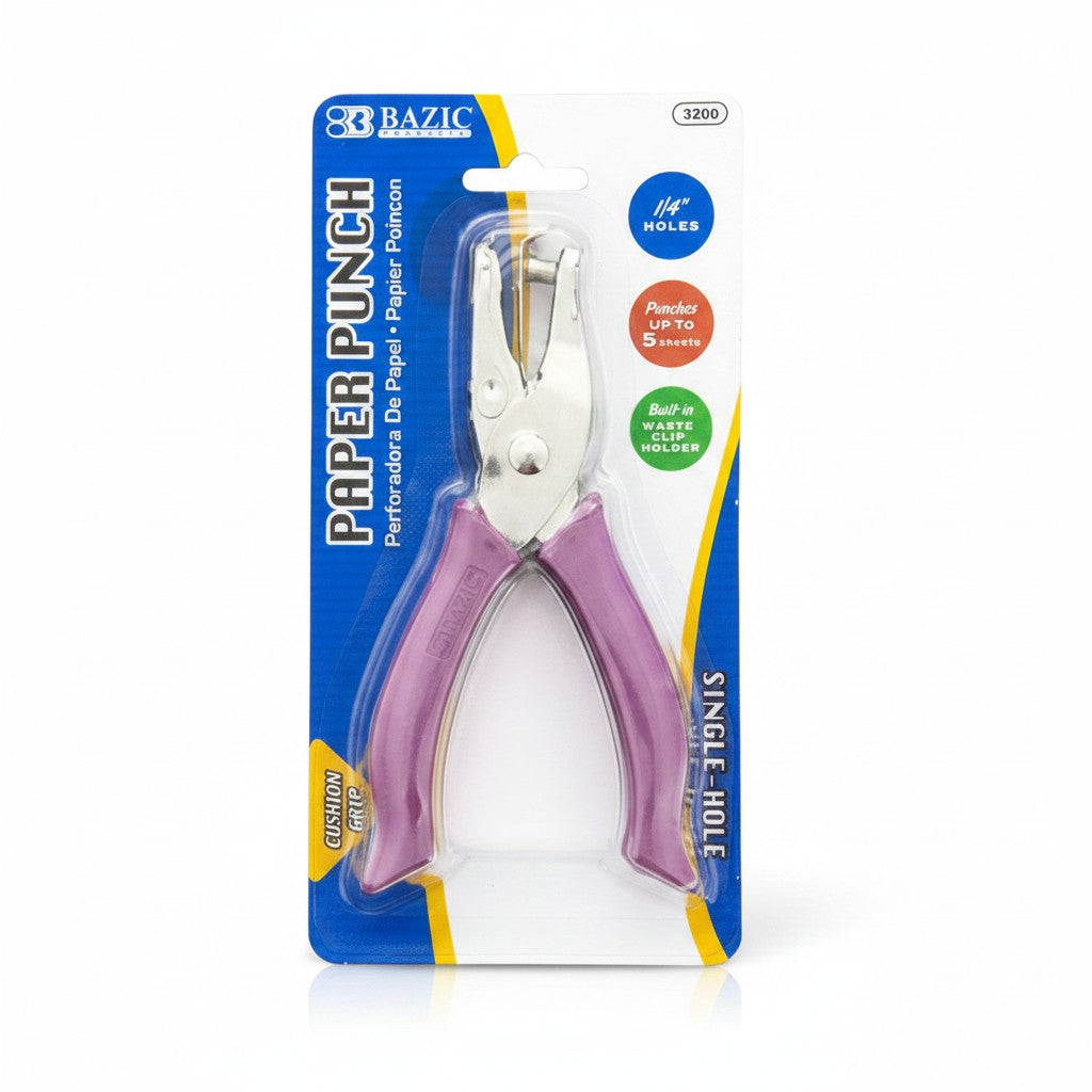 Premium Single Hole Paper Punch w/ Cushion Grip