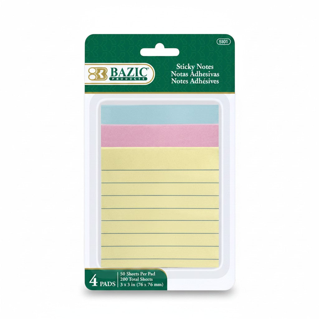 Lined Sticky Notes (3/Pack)