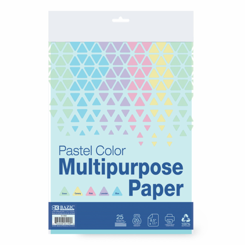 25 Ct. Pastel Color Multipurpose Paper