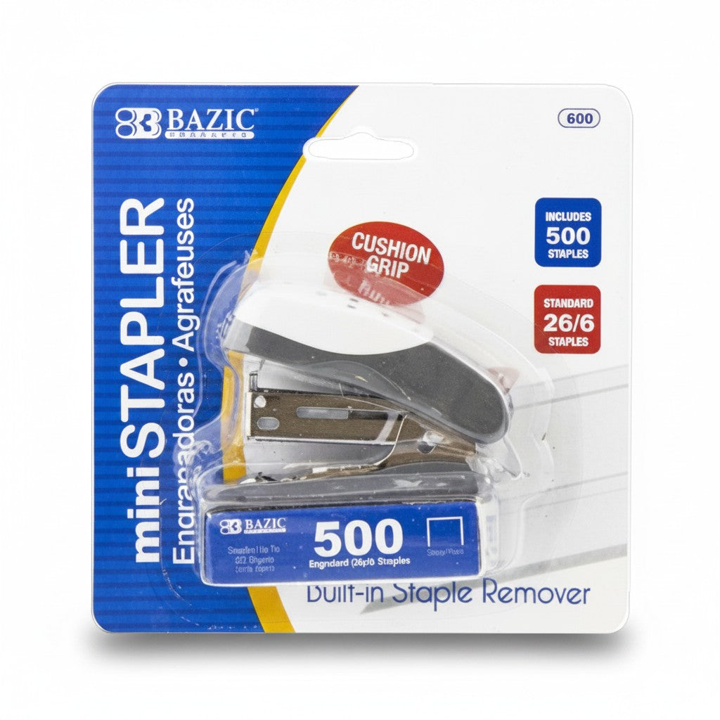 Mini Cushion Grip Standard (26/6) Stapler w/ 500 Ct. Staples