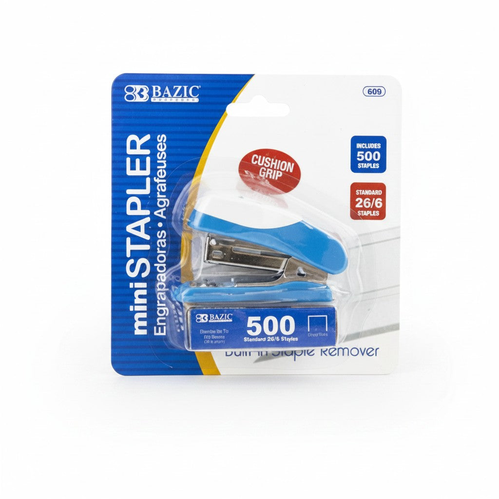 Mini Cushion Grip Standard (26/6) Stapler w/ 500 Ct. Staples