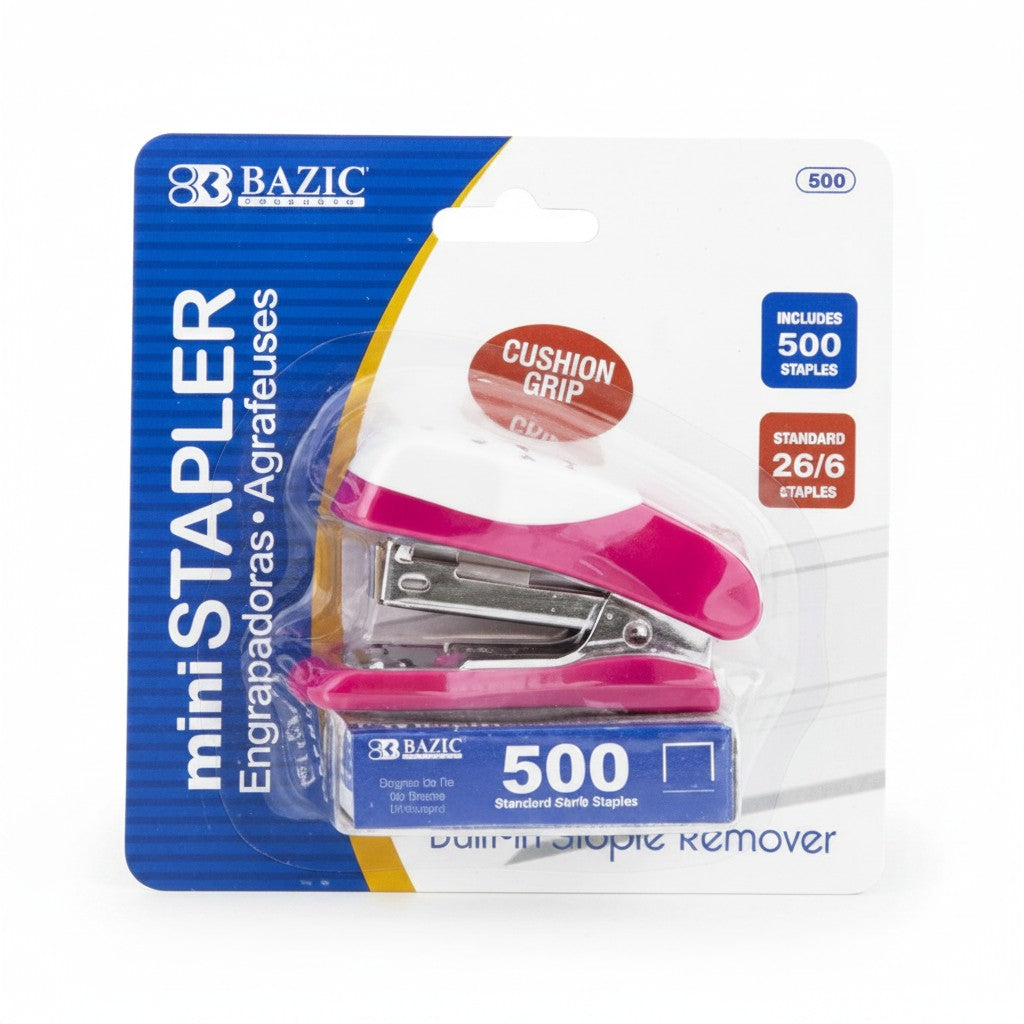 Mini Cushion Grip Standard (26/6) Stapler w/ 500 Ct. Staples