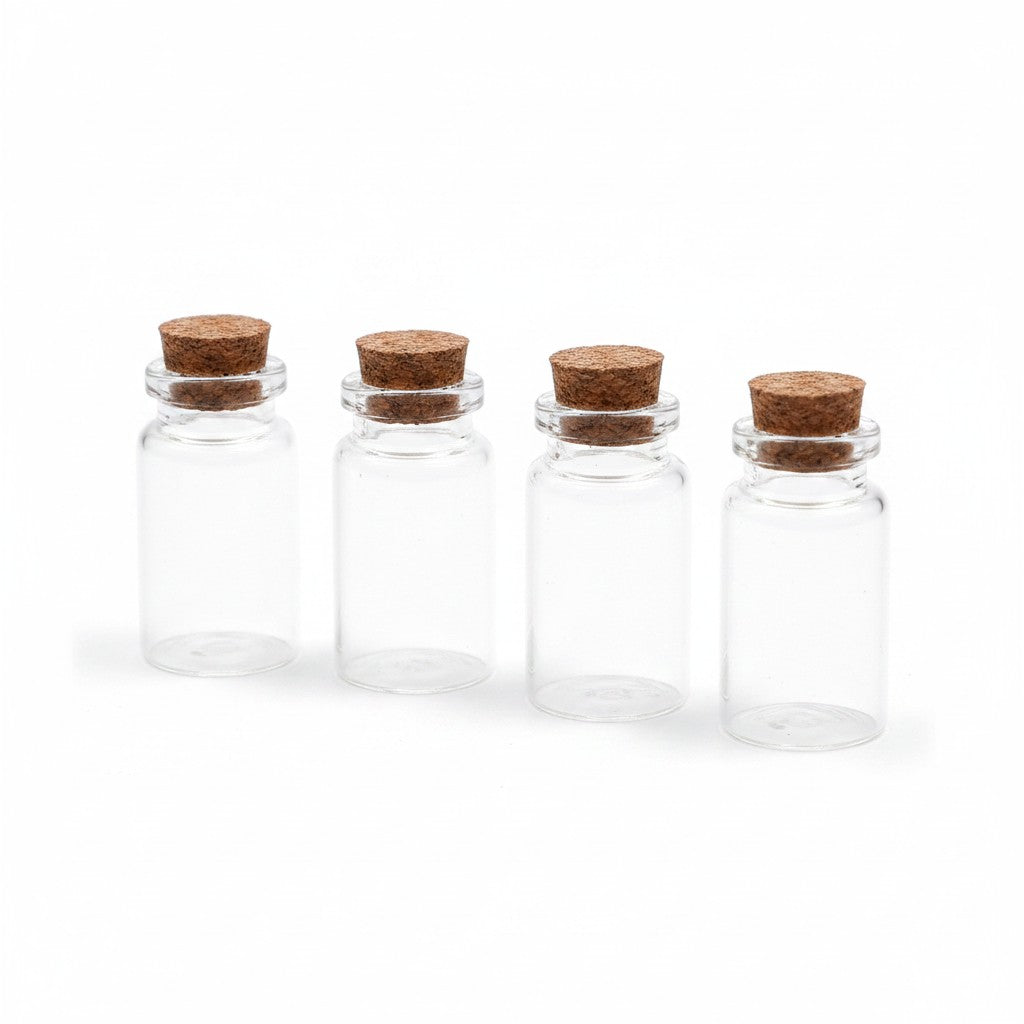 8 ct. Mini Glass Bottle Container w/Cork Lid