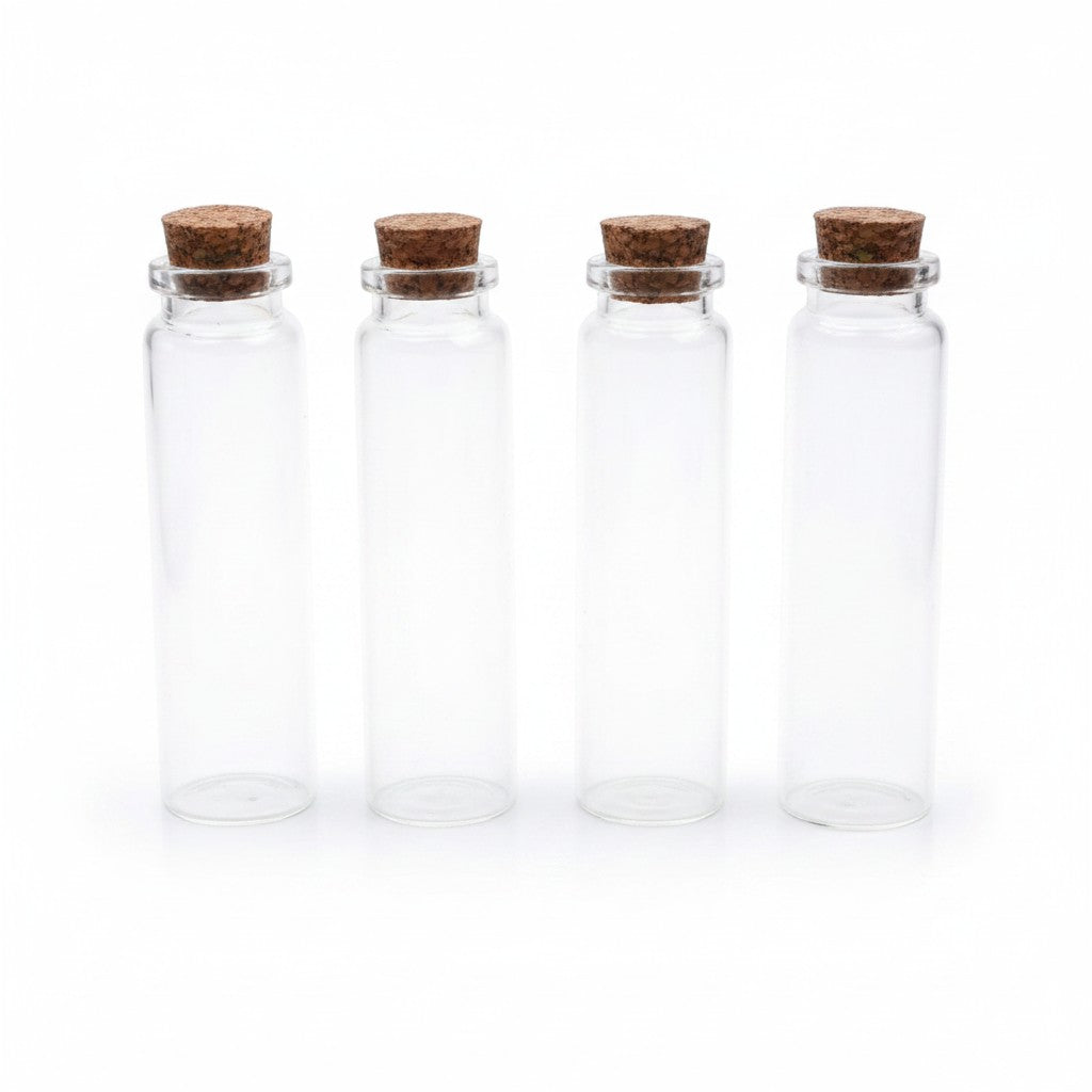 4 ct. Glass Bottle Container W/Cork Lid