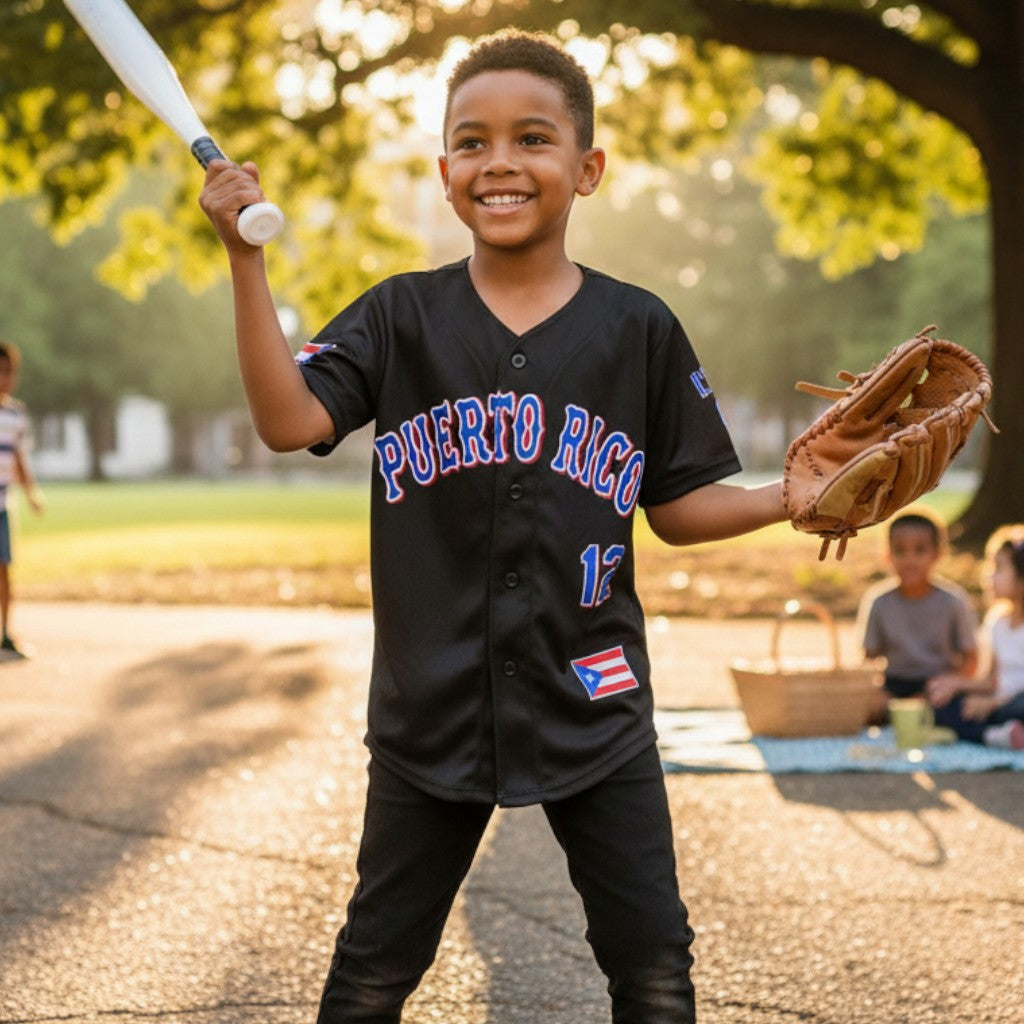 Camisa de Beísbol de Puerto Rico / Lindor 12 (Niños)