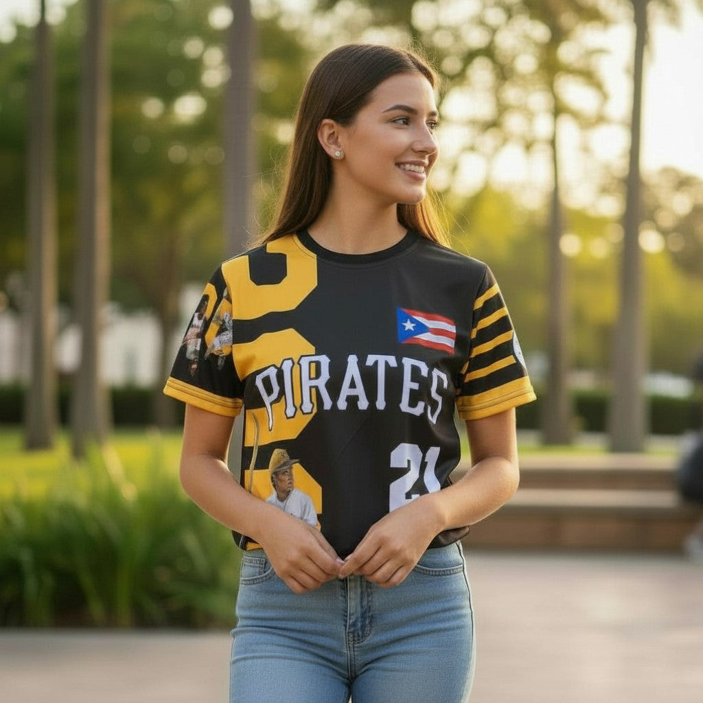 Camisa de Beísbol Puerto Rico / Pirates 21 Clemente