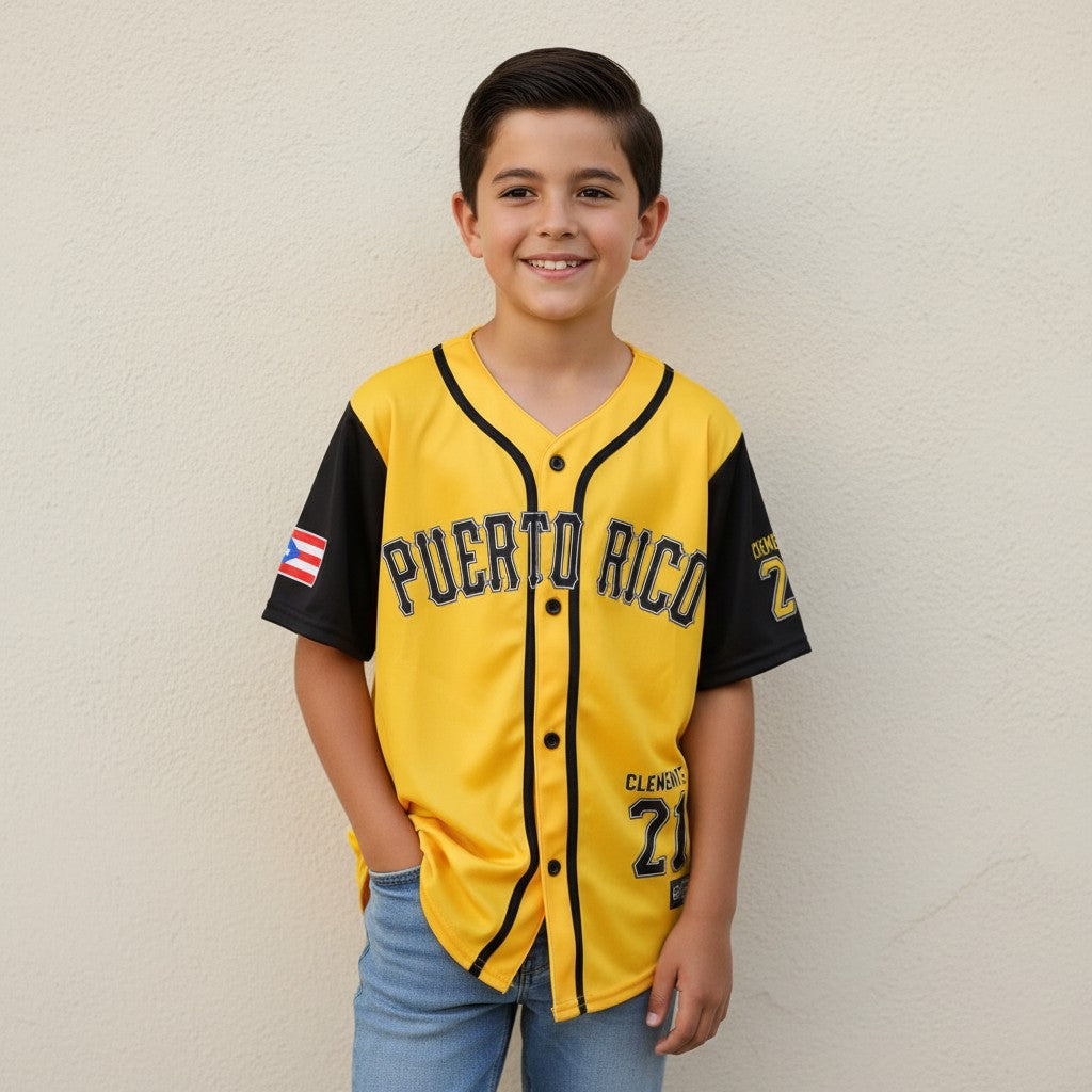 Camisa de Beísbol de Puerto Rico / Clemente 21 (Niños)