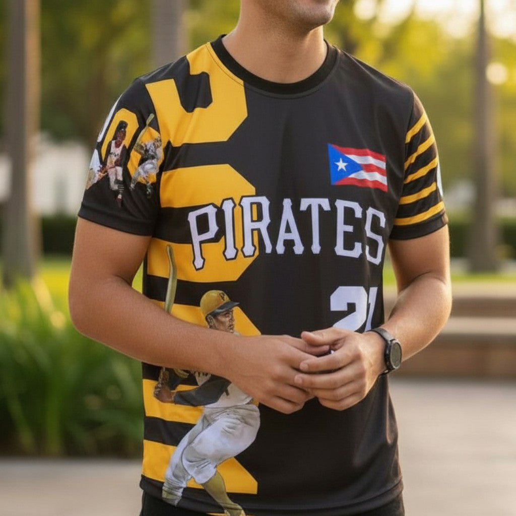 Camisa de Beísbol Puerto Rico / Pirates 21 Clemente