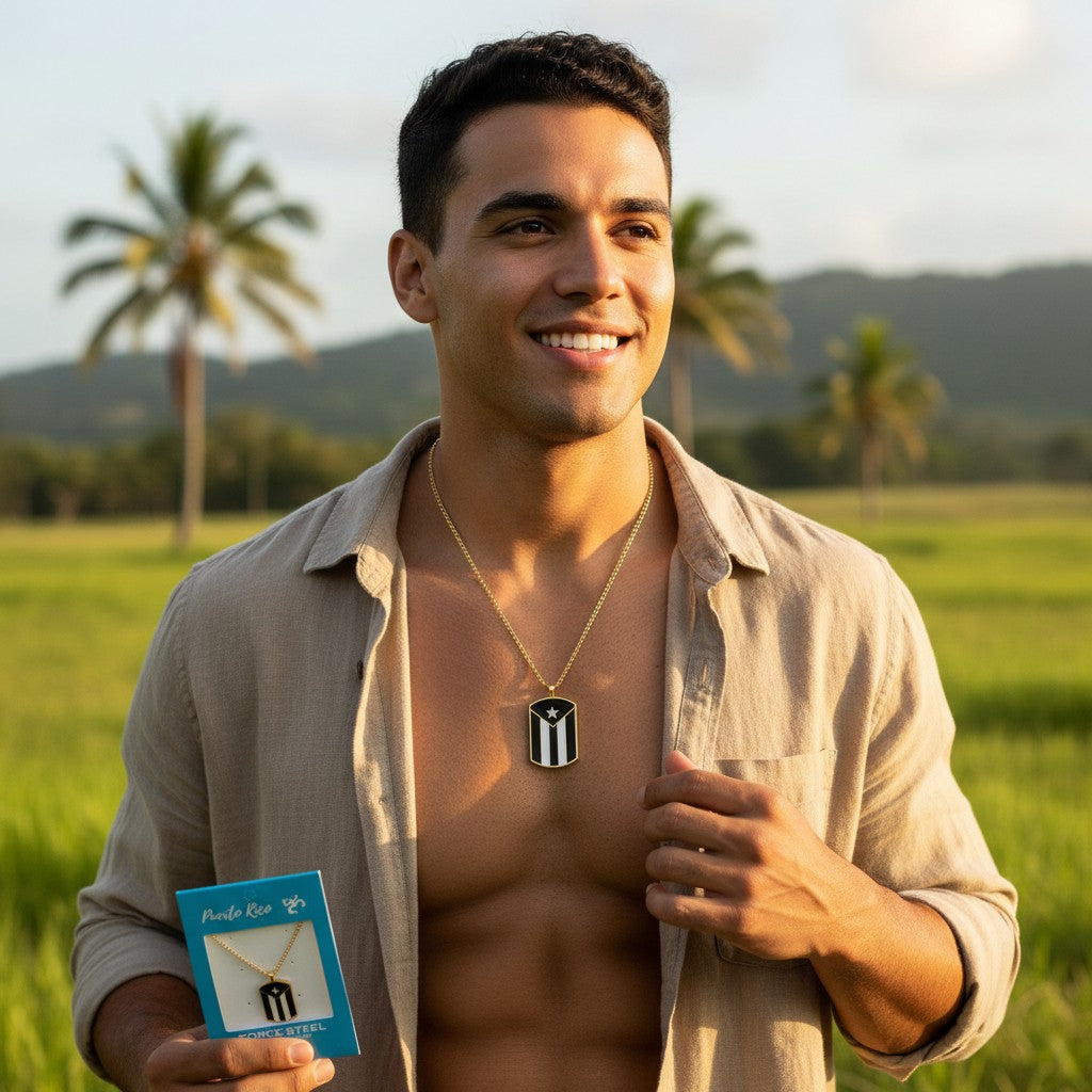 Collar Bandera Blanco y Negro Stainless Steel