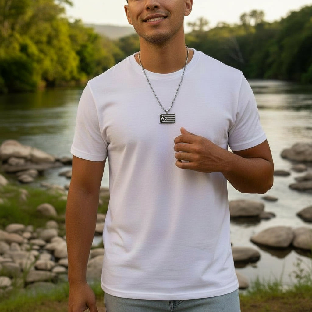 Collar Bandera de Puerto Rico Blanco y Negro