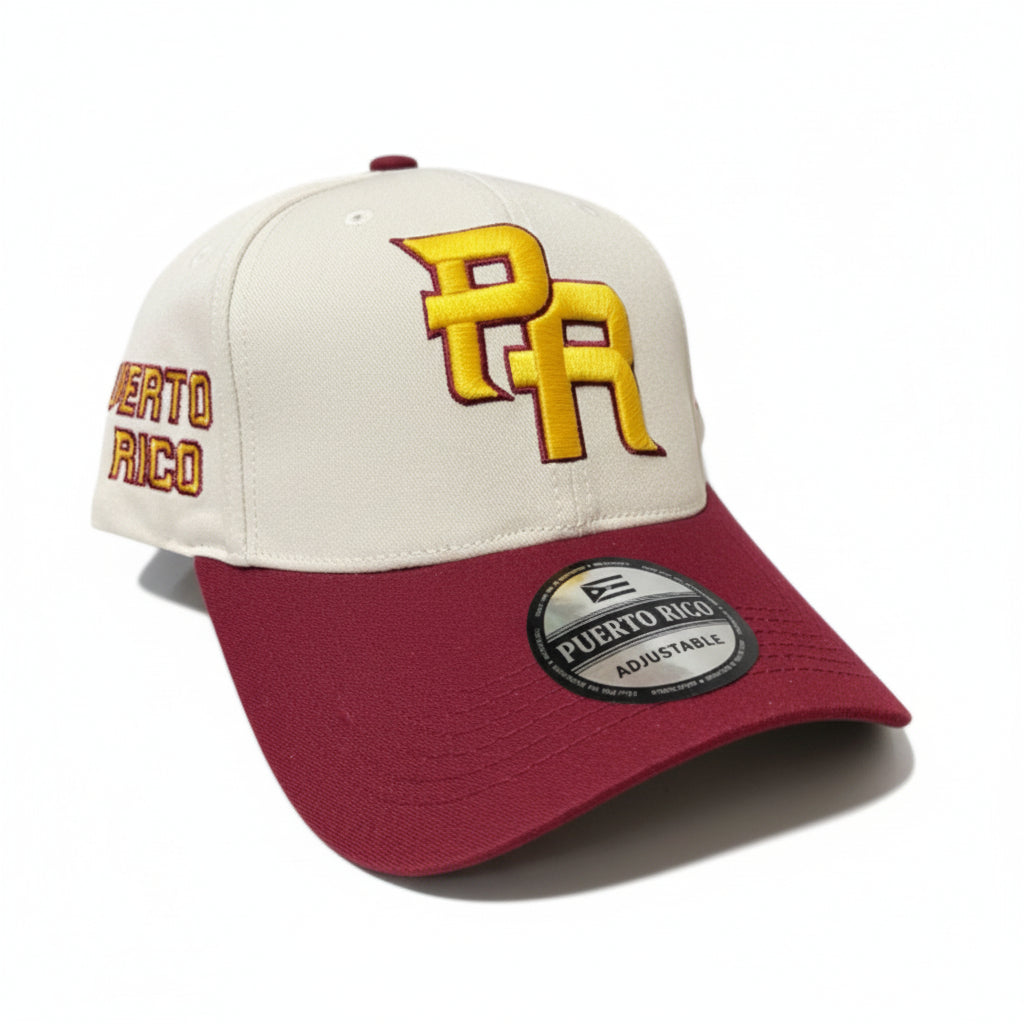 Gorra de Puerto Rico Crema Y Vino