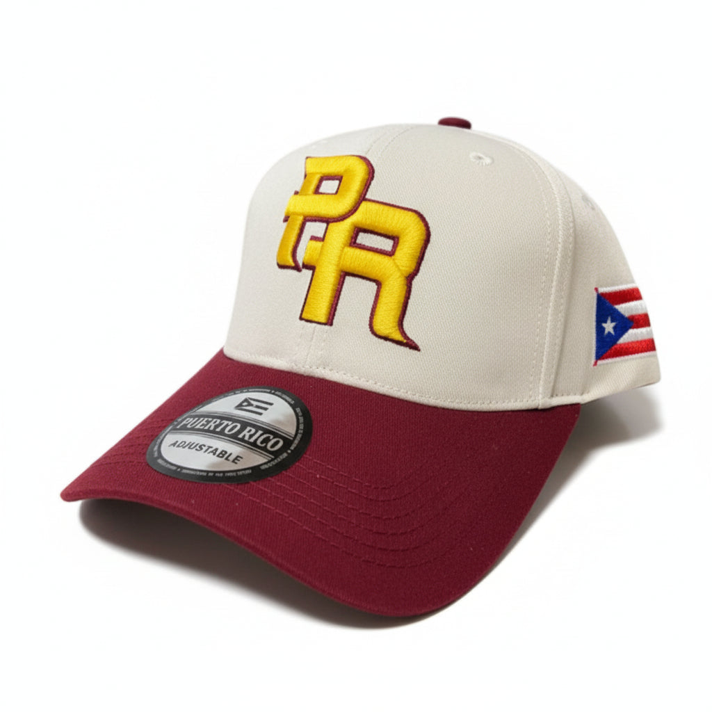 Gorra de Puerto Rico Crema Y Vino