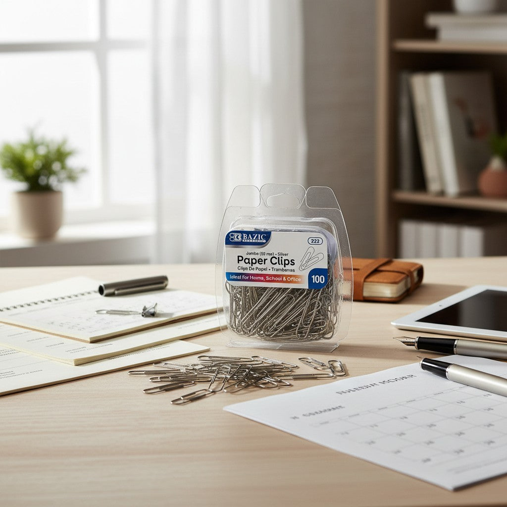 Jumbo Color Paper Clips 100pck