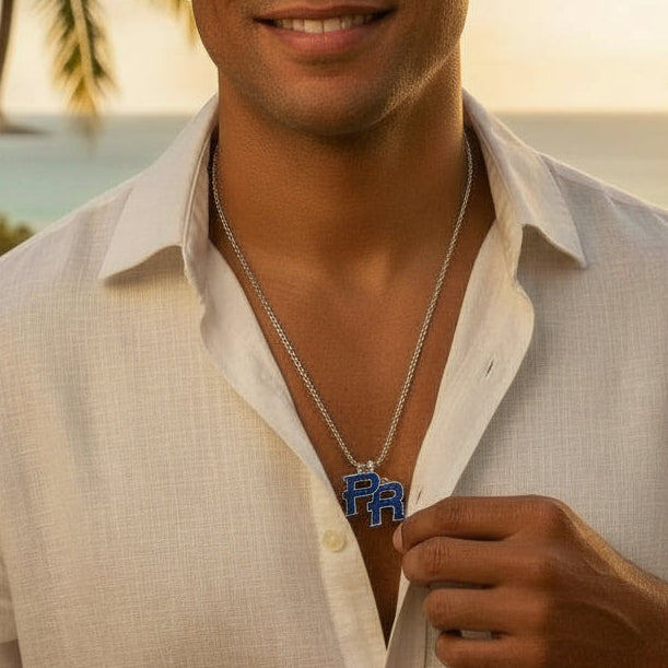 Collar PR azul Stainless Steel