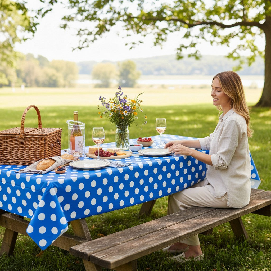 Mantel Azul y Blanco