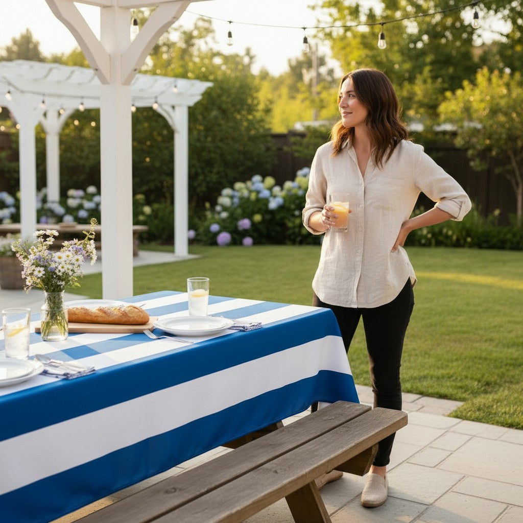 Mantel Azul y Blanco