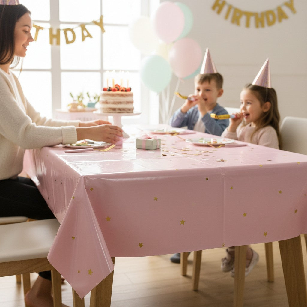 Mantel Rosa con Estrellas