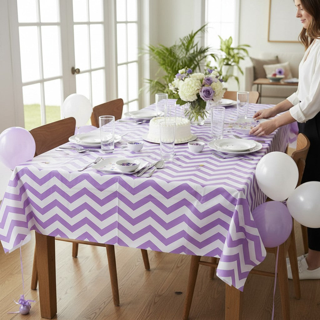 Mantel Violeta y Blanco