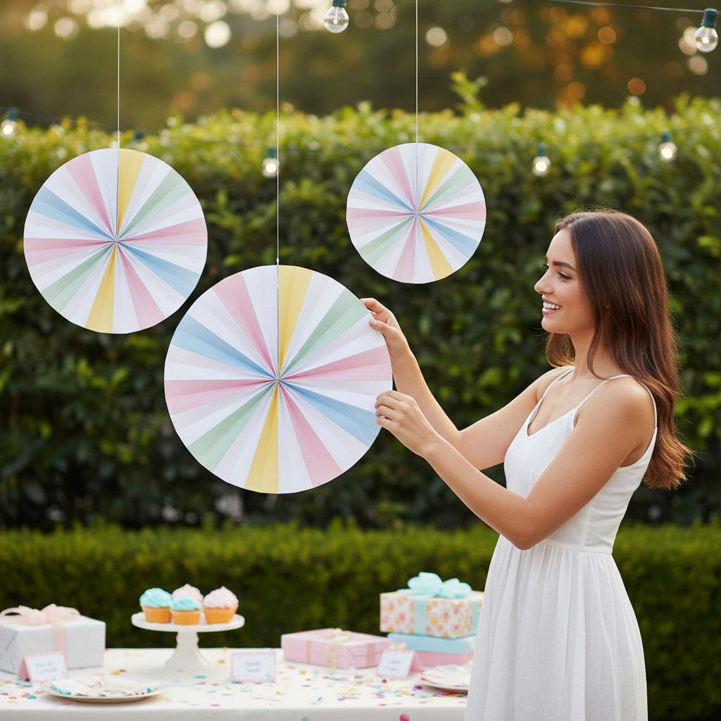 Set de Abanicos Decorativos de Papel